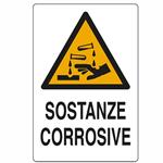 CARTELLO SOSTANZE CORROSIVE       20x 30 ALLUMINIO