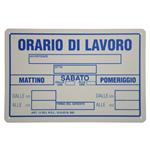 CARTELLO ORARIO LAVORO            30x 20 PLASTICA