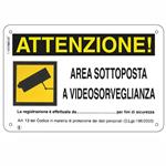 CARTELLO AREA VIDEOSORVEGLIATA    30x 20 PLASTICA